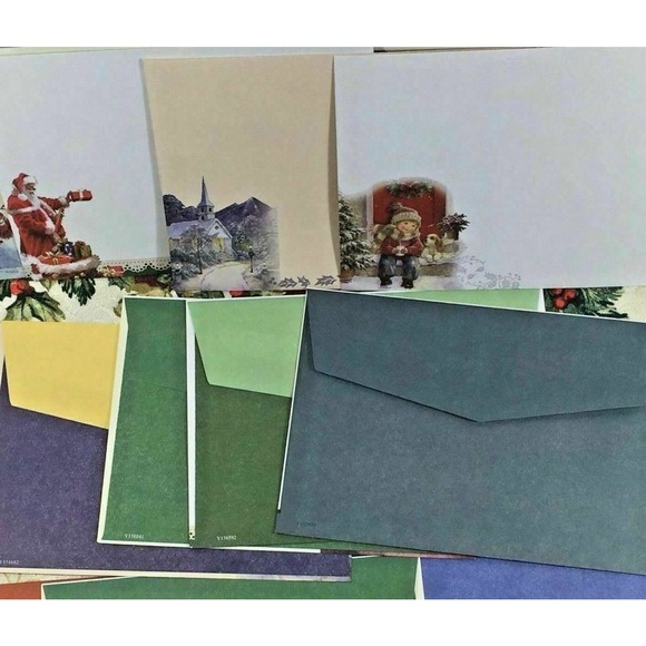 Set 11 Christmas Holiday Decorative Envelopes Santa Claus Sled Snowman Dog Cat - Picture 4 of 4